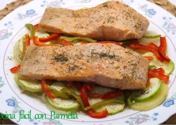 salmón con verduras