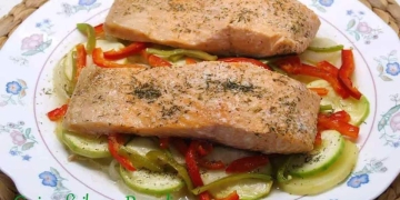 salmón con verduras