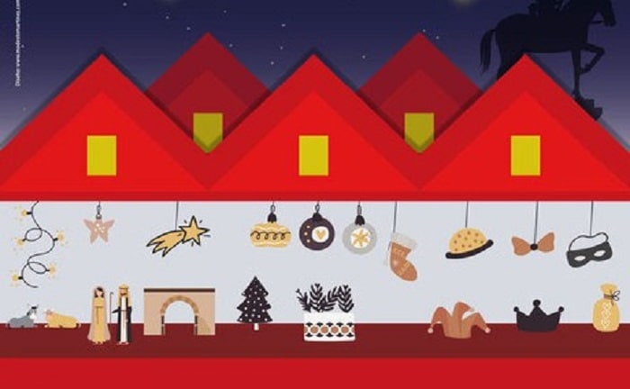 Mercadillo navidad plaza del sol madrid españa decoracion artesania belen arbolito compras ofertas juegos diciembre rebajas