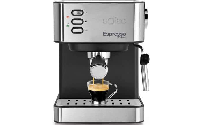 Cafetera espresso Solac con 20 bares de presión para un café de gran intensidad y sabor