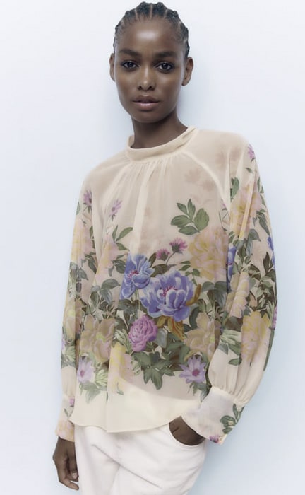 Camisa con flores de Zara