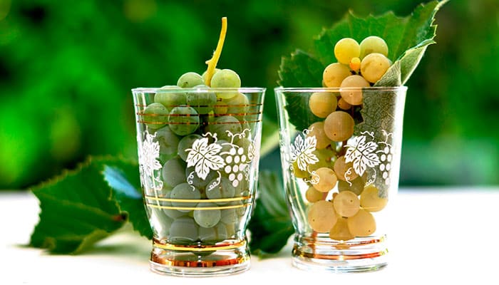 vasos racimos uvas