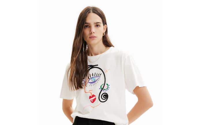 Desigual camiseta artística colorida Picasso
