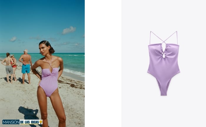 Bañador cut out en color violeta de Zara
