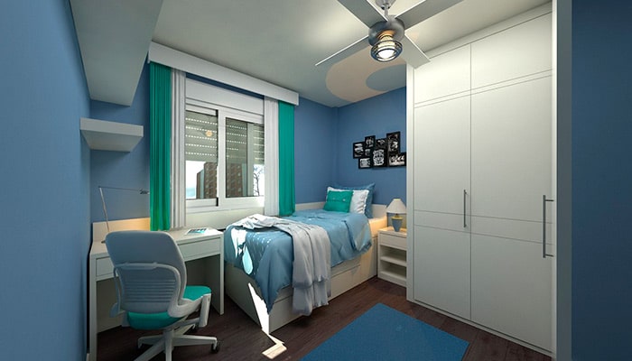 dormitorio juvenil decorado en azul