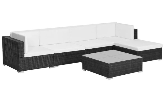 El conjunto de muebles de 6 piezas ratán vida XL posee un diseño modular para que decores tu jardín en función del espacio y a tu gusto