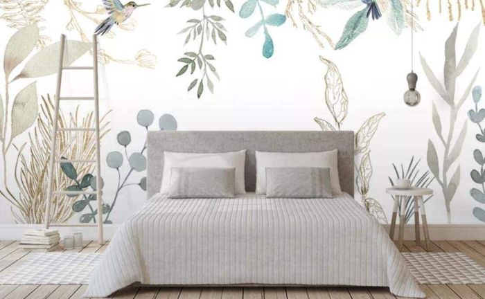 Mural tropical dormitorio decoración