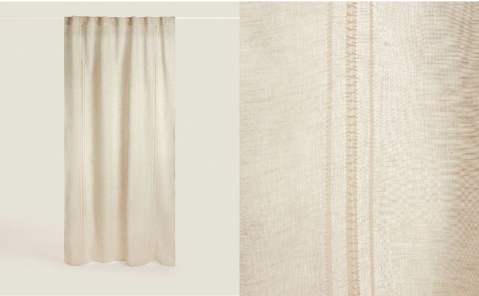 cortina lino con vainica vertical en Zara Home
