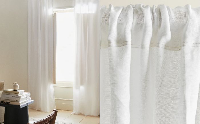 cortina lino lavado blanco Zara Home