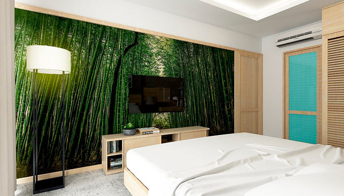 mural de bosque de bambu
