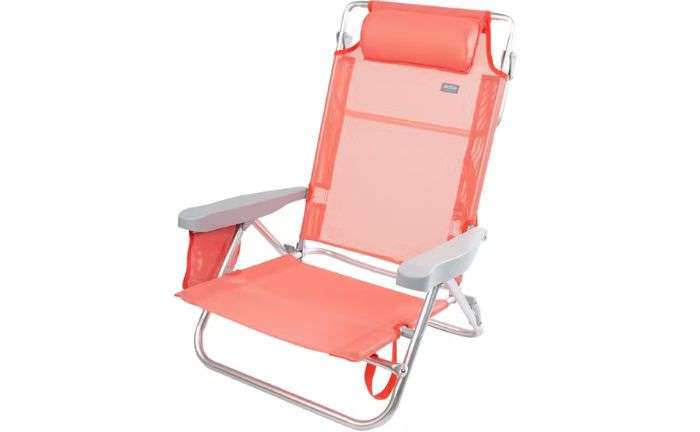La silla de playa Aktive Beach con respaldo XL puede reclinarse hasta en 7 posiciones distintas