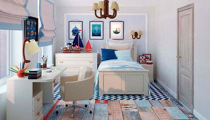 dormitorio en estilo marinero
