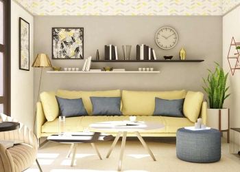sofá de cuarto de estar amarillo