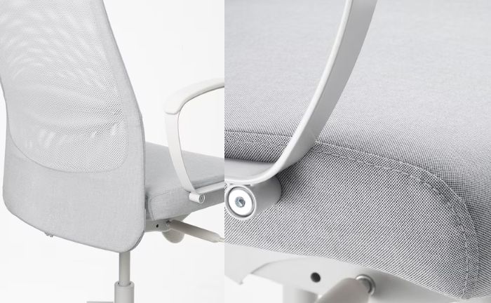 Detalles de la silla MARKUS de Ikea en color gris claro