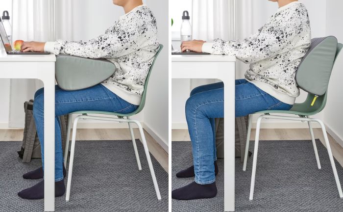 El reposapiés ÖVNING de Ikea puede usarse en diferentes posiciones
