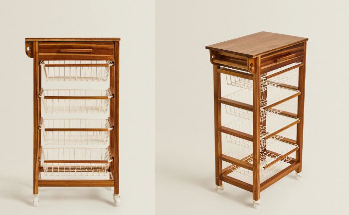 Mueble de almacenaje de madera de acacia y metal de Zara Home