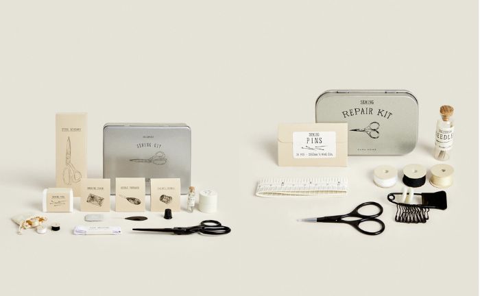 Kit de arreglos de costura grande -izquierda- y pequeño -derecha- de Zara Home
