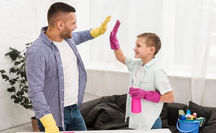 alegria limpiar feliz casa